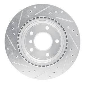 BMW 128I Brake Rotor (1) - Rear Right - R1 Concepts - Drilled & Slotted - Silver - `08-`13